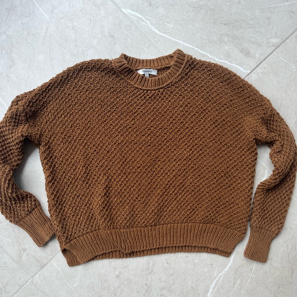 Madewell Brown Textured Crewneck Sweater